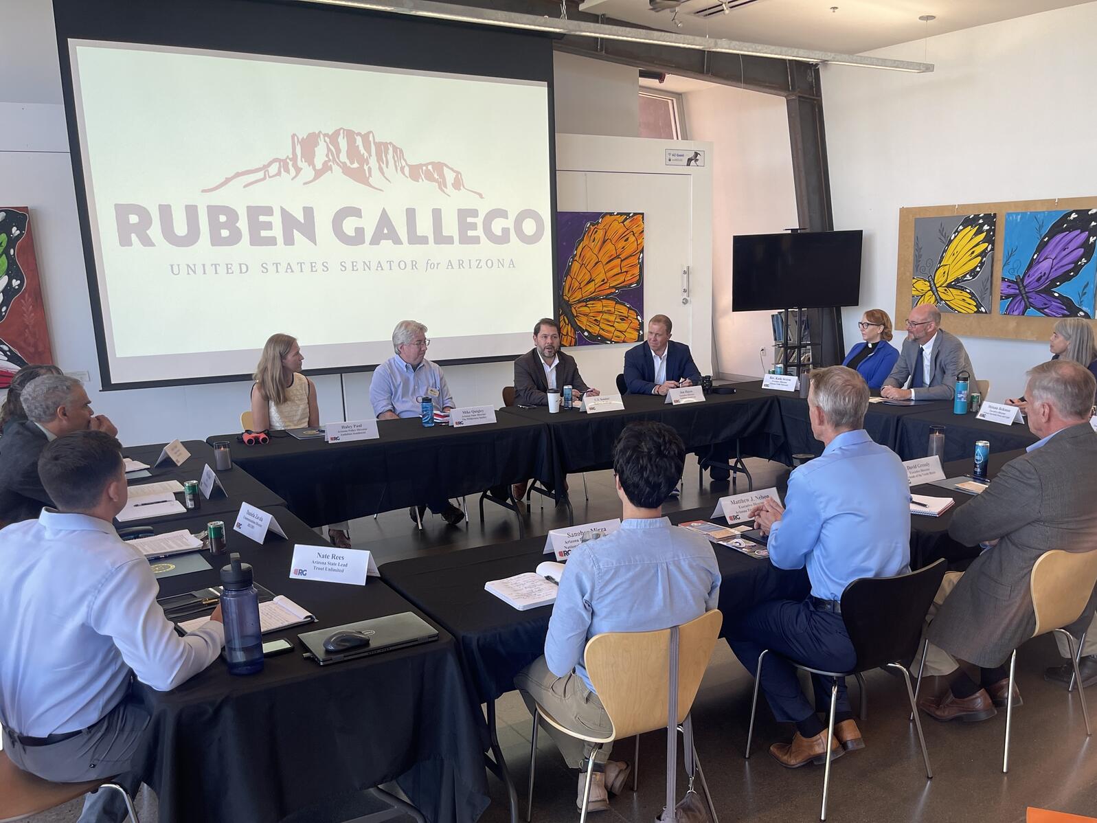 Discussing conservation issues with Senator Gallego at the Rio Salado Audubon Center.