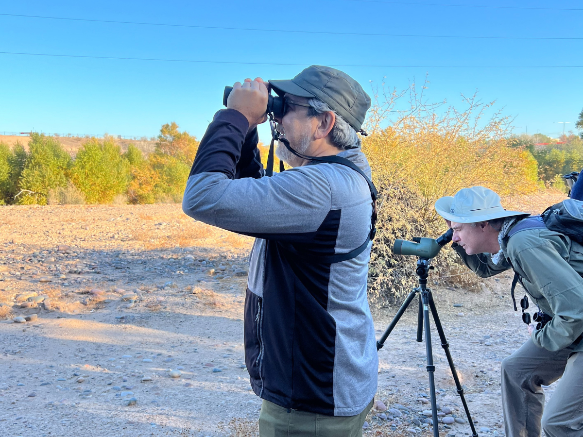 Blake Kammann leading bird walk. 