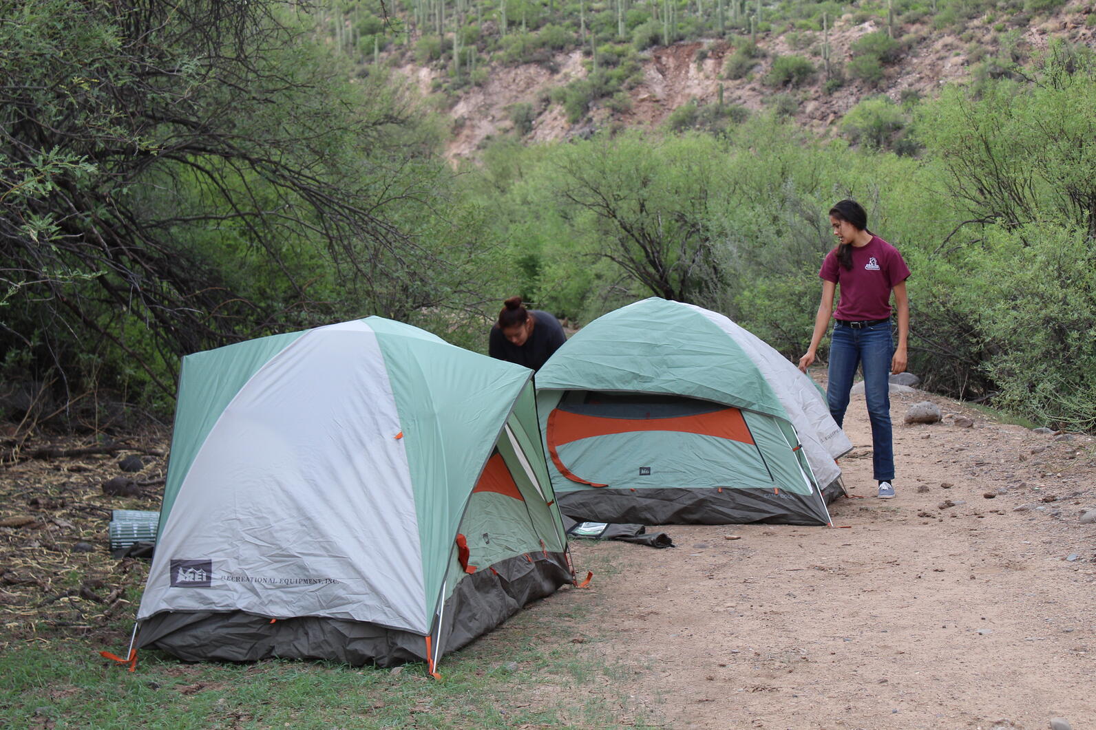 River Pathways interns Nyah Torres and Aritzel Baez prepare for a night on the Agua Fria River the night before a Yellow-billed Cuckoo survey. 