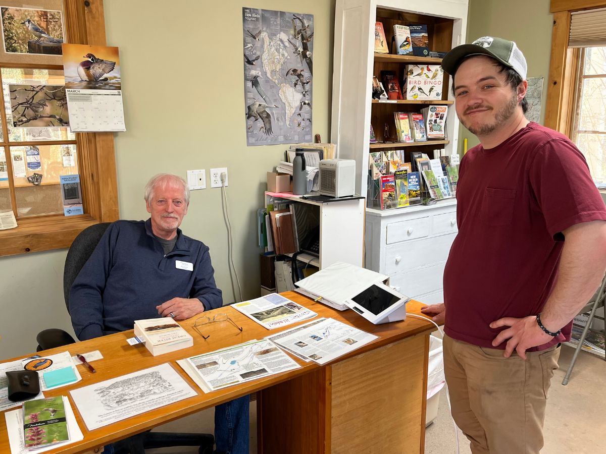Roy Snable and Julian Hardage-Vergeer at the Randall Davey Audubon Center visitor center.