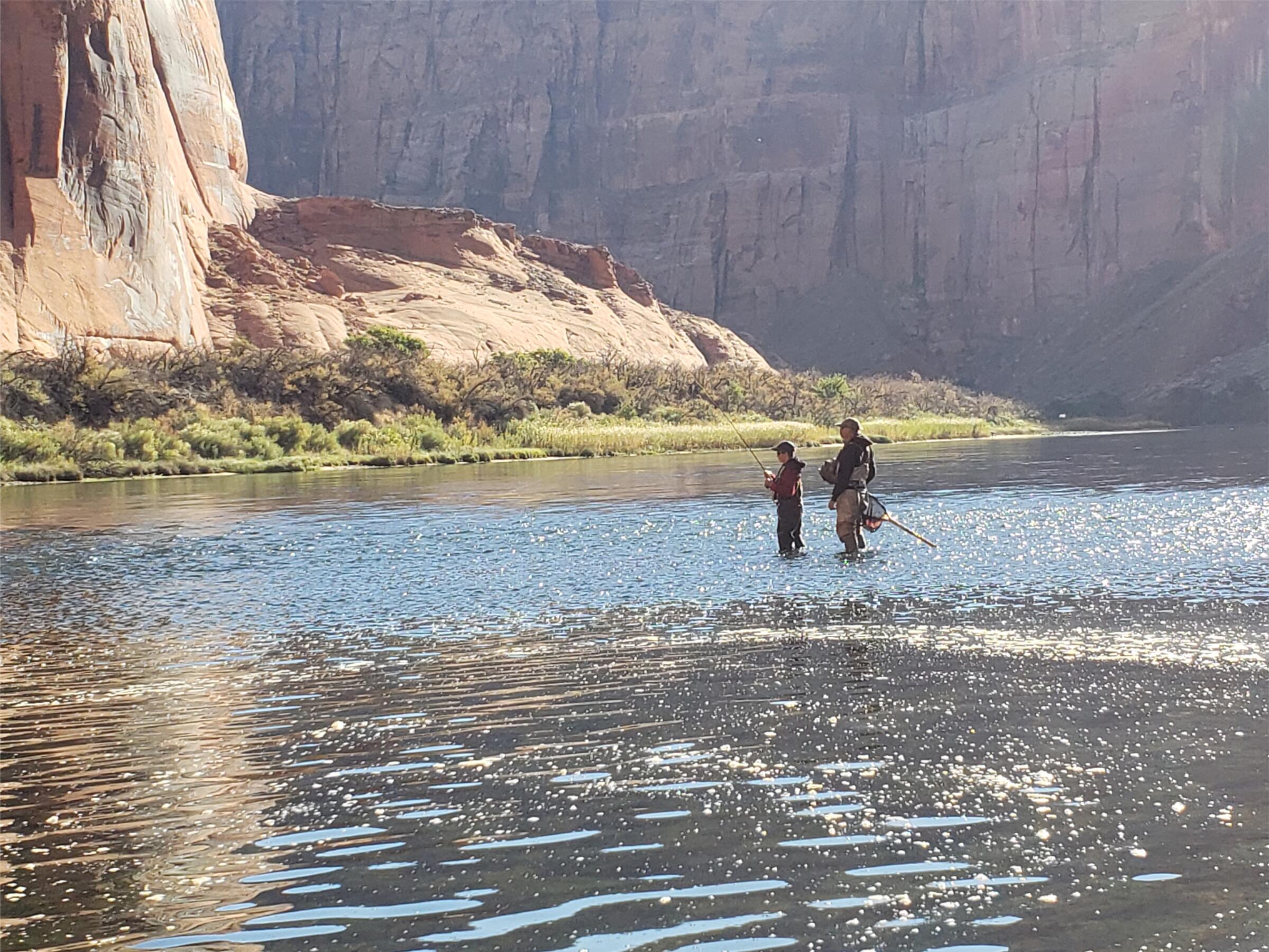 Two people fish Lees Ferry on the Colorado River