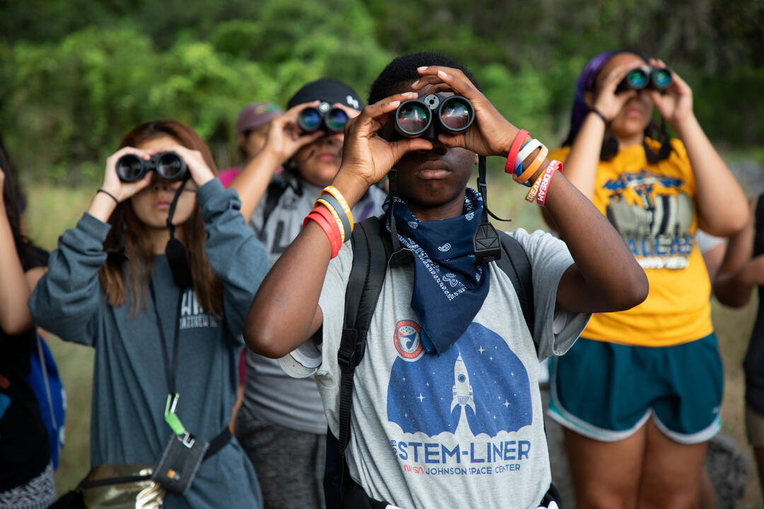 Highschool students go birding while at Lost Maples State Natural Area during a week-long outdoor Conservation Trek hosted by Trinity River Audubon Center Wednesday, August 7, 2019 in Vanderpool, Texas.